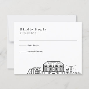 Jamaica que Wedding a skyline estilizado RSVP de