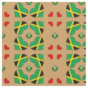 Jamaican Flag & Jamaica Hearts / Tecido de moda