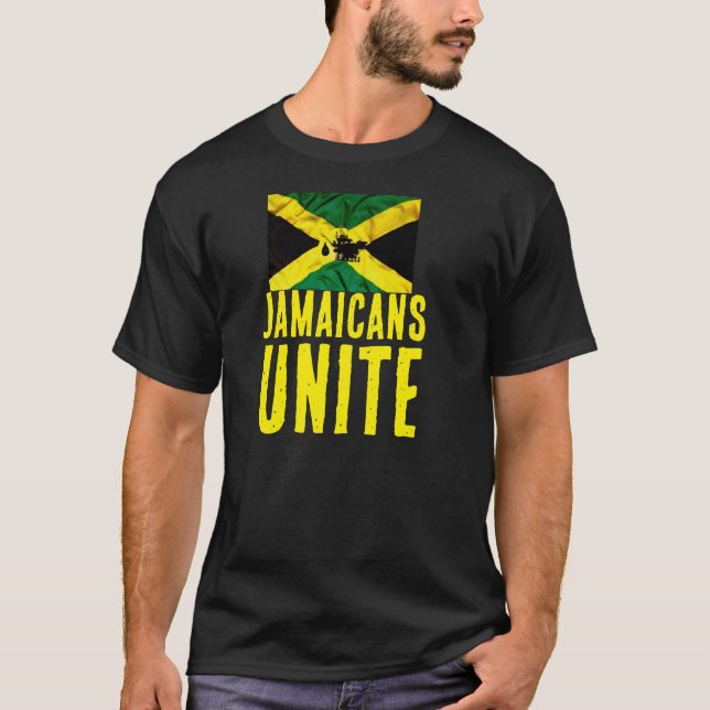 JAMAICANS UNITE Camiseta Escura Básica (Frente)