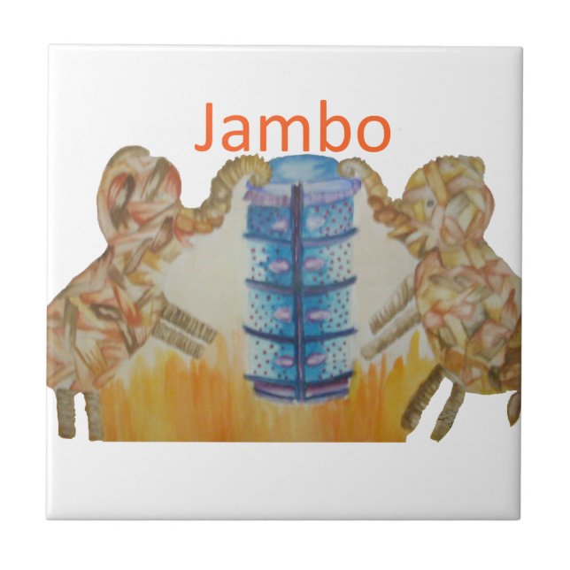 Jambo Jumbo African Kids Elephants Art Impressão (Frente)