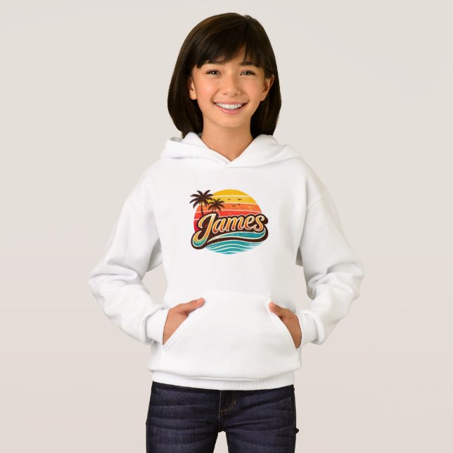 James Retro Sunset Tropical Nome Design (Frente Completa)