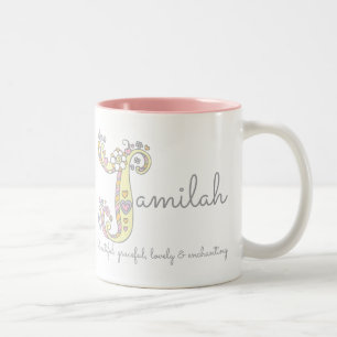 Jamilah decorativo ou nome J significando caneca