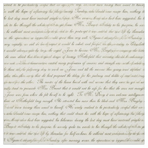 Jane Austen Text Black sobre Tecido antigo de Crem