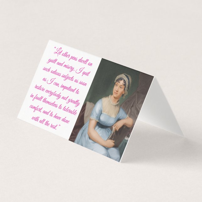 Jane Austen w/ quote (pink) Folded Card (Frente)