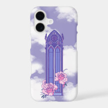 Janela da Catedral Gótica Pastel com Peônias