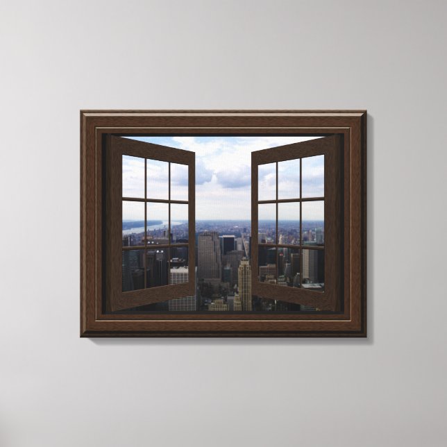Janela Faux Ver Empire State Building Canvas NYC (Frente)