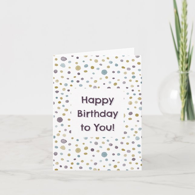 Janet Confetti Watercolor Dots - Cartão de Anivers (Frente)