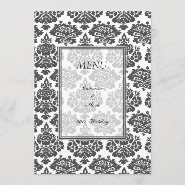 jantar cartão de menu, damask (Frente)