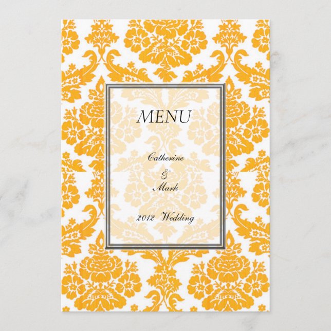 jantar cartão de menu, damask (Frente)