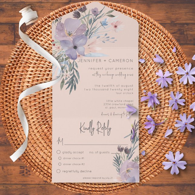Jantar com Blush Floral Boho em Azul e Roxo de Pês (Criador carregado)