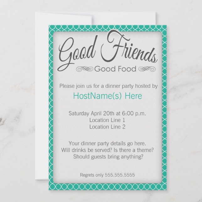 Jantar Convites de festas no Emerald (Frente)