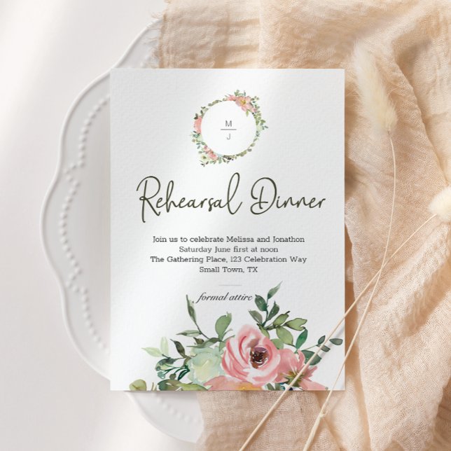 Jantar de Ensaio Floral Eggshell e Blush (Criador carregado)