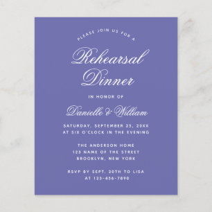 Jantar de Rehearsal com Orçamento Violeta Convite 