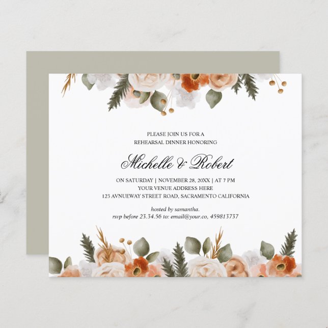 Jantar de Rehearsal de Noiva Chic Orange Ivory Sag (Frente/Verso)