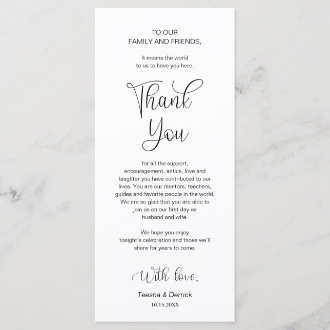 Jantar Definição Obrigado, Cartões de Letra Pretos (Frente)