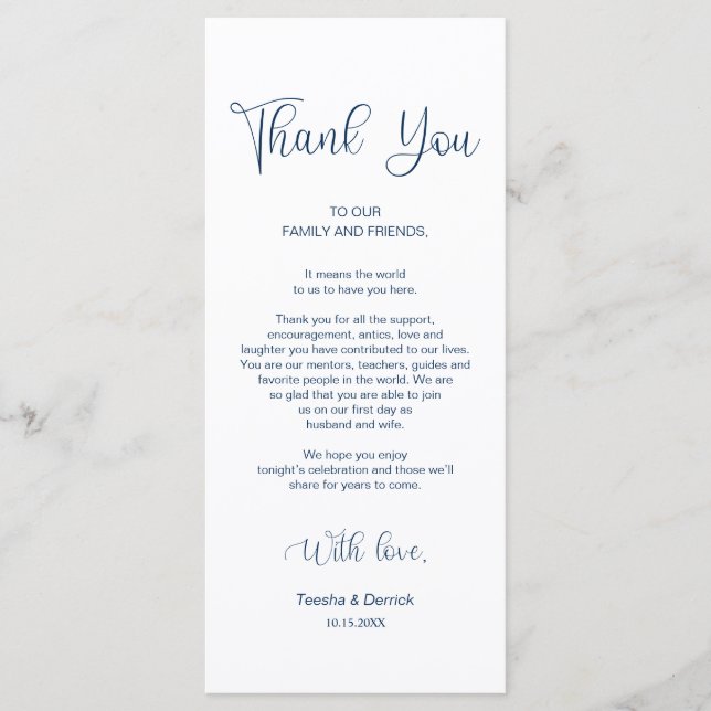 Jantar Definição Obrigado, Marinho - Cartões Azuis (Frente)