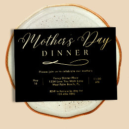 Jantar do Dia das Mães Elegante e Chique Preto e D