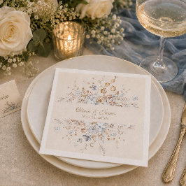 Jantar Guardanapo de papel para casamento botânico em azu