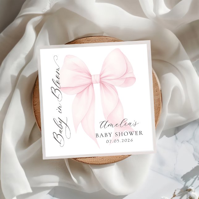 Jantar Guardanapo de papel para chá de bebê Pink Bow Baby (Criador carregado)