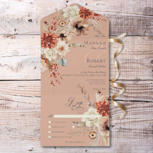Janto Boho Peach & Rust Floral & Feather Peach