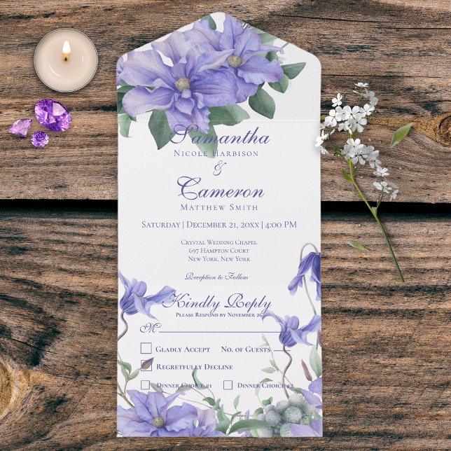 Janto Branco Rustic Periwinkle Flowers & Butterfly (Criador carregado)