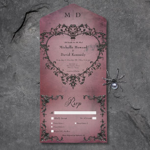Janto Cardíaco Negro Gótico e Borgonha Filigree