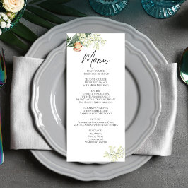 Janto Casamento Menu Watercolor Peach Floral