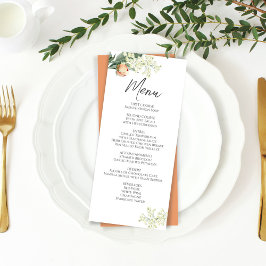 Janto Casamento Menu Watercolor Peach Floral