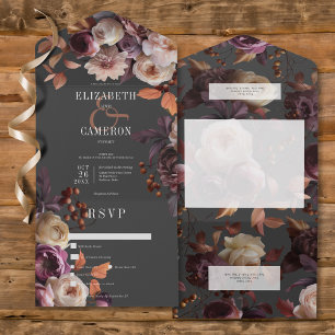 Janto Dark Moody Fall Burgundy & Cream Peonies