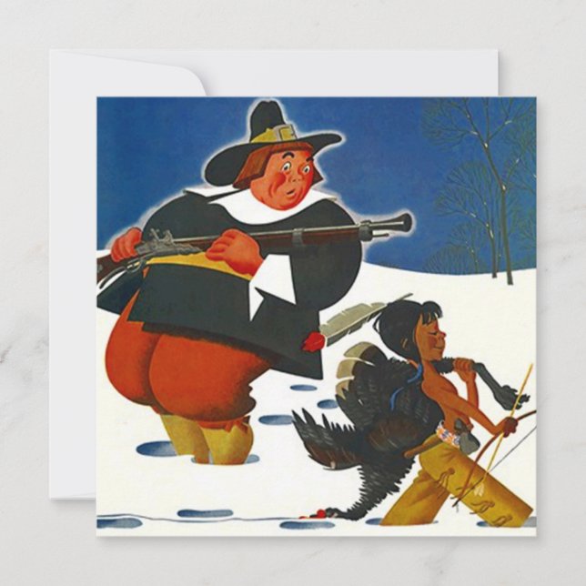 janto de Ação de Graças Convite Peregrino e garoto (Frente)