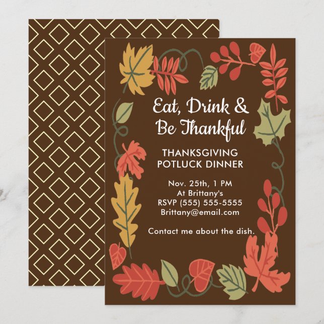 Janto de Ação de Graças da Família Potluck DK Brow (Frente/Verso)