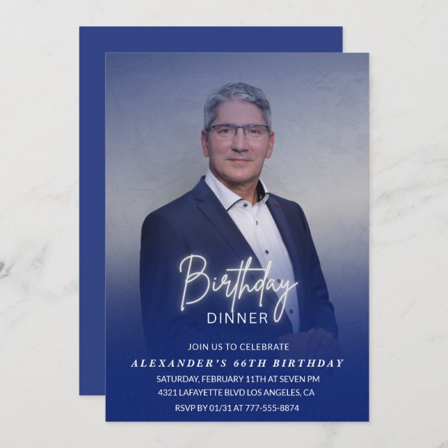 Janto de aniversário 66.º aniversário convite Foto (Frente/Verso)