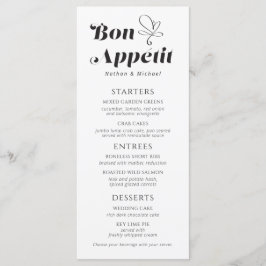 Janto de casamento Bon Appetit Black White Menu