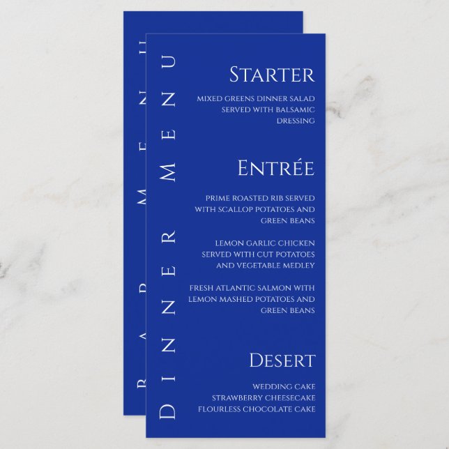 Janto de Casamento e Menu Bar - Azul e Branco (Frente/Verso)