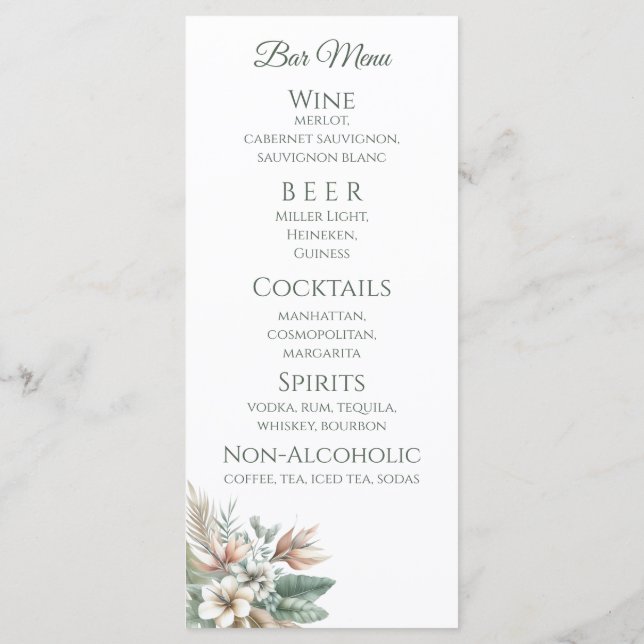 Janto de Casamento e Menu Bar-Elegância Tropical (Verso)