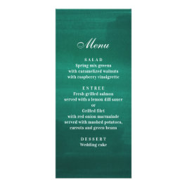 Janto de casamento moderno e verde escuro. Menu Es