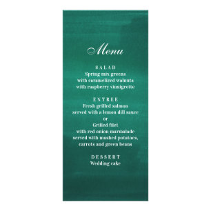 Janto de casamento moderno e verde escuro. Menu Es