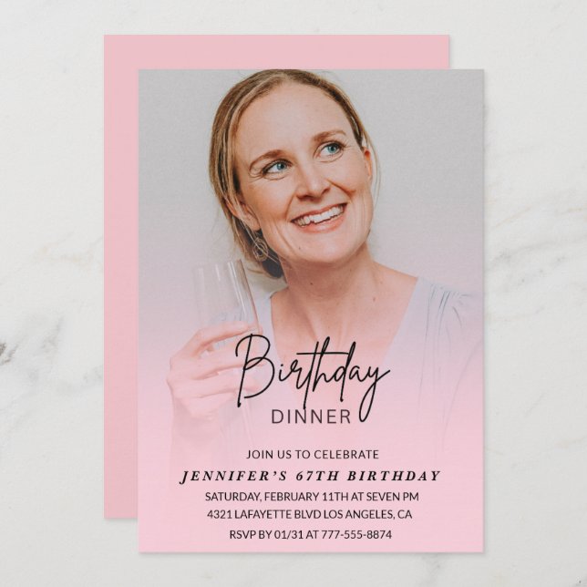 Janto de convites para o aniversário do 67º Pink (Frente/Verso)