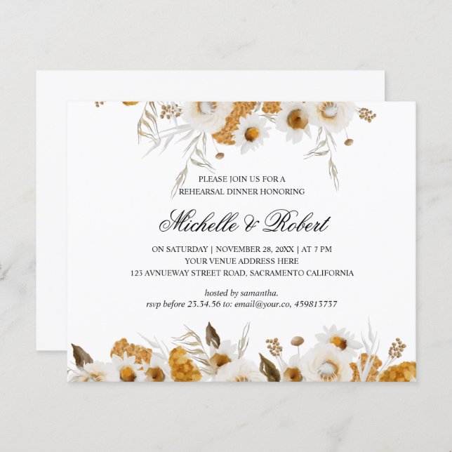 Janto de ensaio de camomila branca Mimosa amarela (Frente/Verso)