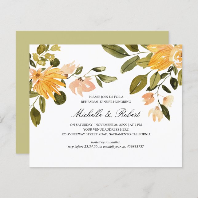 Janto de ensaio de Casamento Floral Verde-Chic (Frente/Verso)