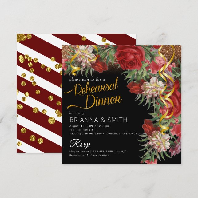 Janto de ensaio de flores Convite à caligrafia (Frente/Verso)