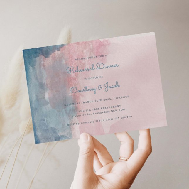 Janto de ensaio em aquarela rosa e azul (Criador carregado)