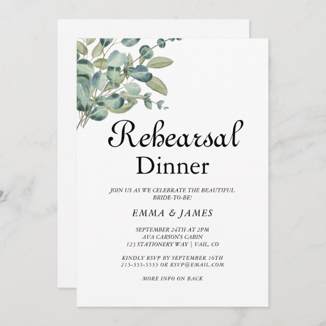 Janto de ensaio em verde sofisticado Convite (Frente/Verso)