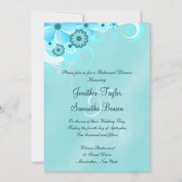 Janto de Ensaio Floral Azul-Teal Escuro Convite