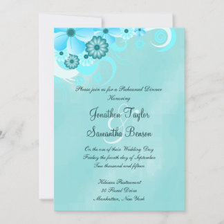 Janto de Ensaio Floral Azul-Teal Escuro Convite