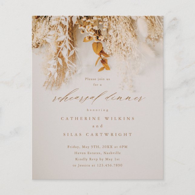 Janto de Ensaio Floral de Boho Orçamento Convite (Frente)