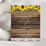 Janto de ensaio orçamental Rústica de girassol<br><div class="desc">Orçamento Russo Sunflower Farmhouse String Lights Lace Janta Ensaios Convocações de Casamento em Fundo de Madeira - inclui bela e elegante tipografia com moderna Country Fazenda House Sparkle para a celebração especial do dia do Casamento.</div>