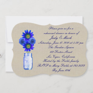 Janto de Ensaio Rustic Blue Mason Jar Convite