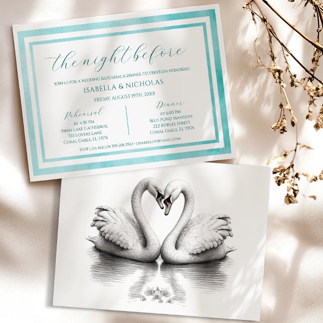 Janto de Ensaios do Lago Swan Convite | Script Ele (Romantic Rehearsal Invite )