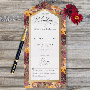 Janto de Frame Dourado Floral e Borgonha Dourada